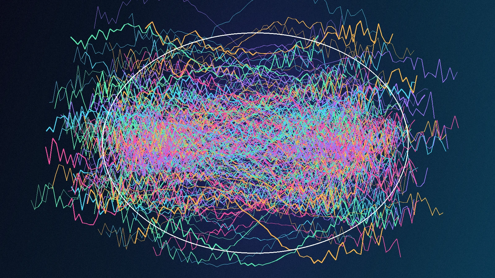 Colorful fiber-like visualization representing white matter connections